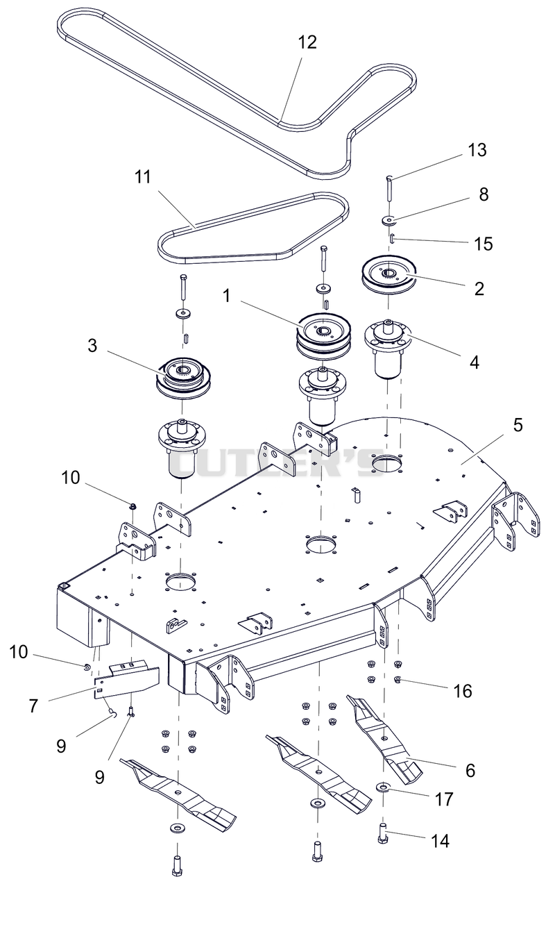 Deck, Belts, Baffle, Blades and Spindles - 48"