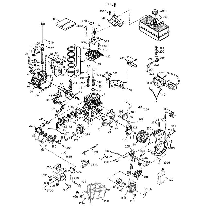 Engine Assembly No. 1  Tecumseh LH318SA-156590H