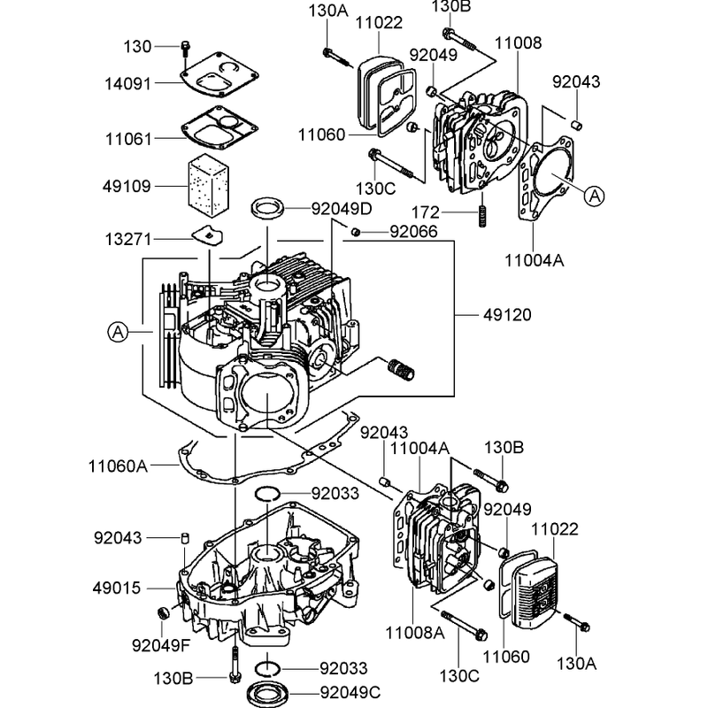 Cylinder and Crankcase Assembly Kawasaki FH541V-BS24