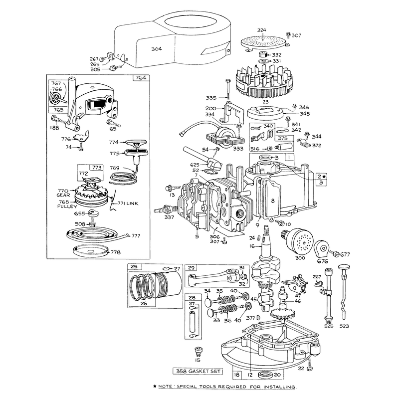 Engine Briggs and Stratton Model 92908-1223-01 for 21in Hand Propelled Model 16173