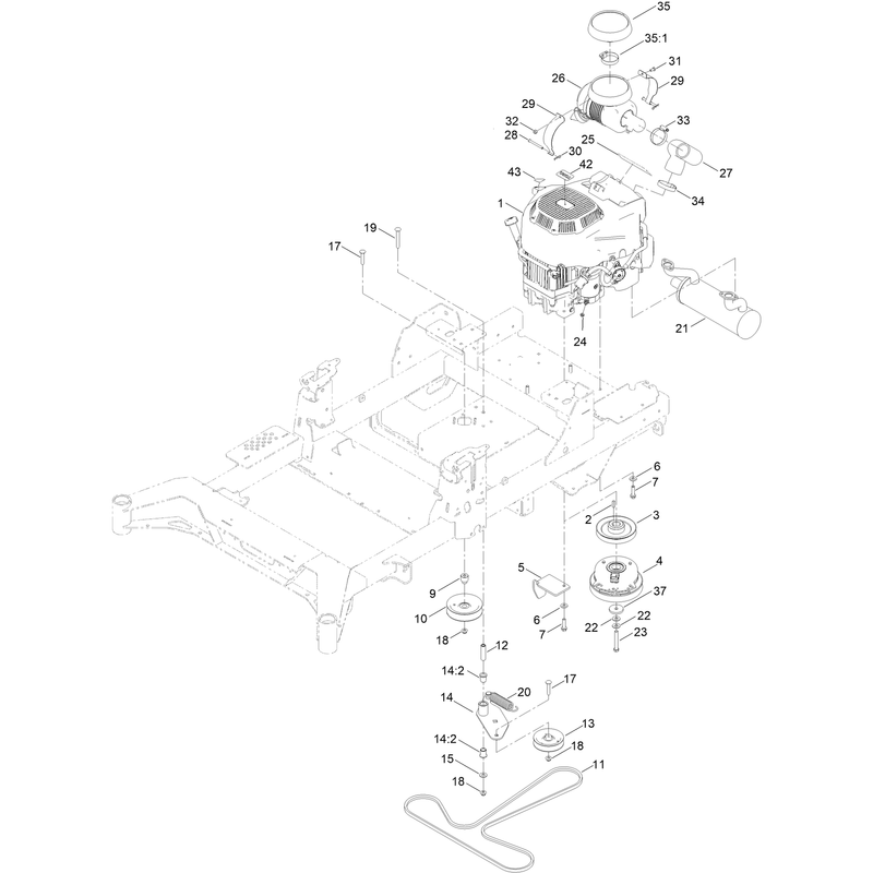 Engine, Clutch and Muffler Assembly