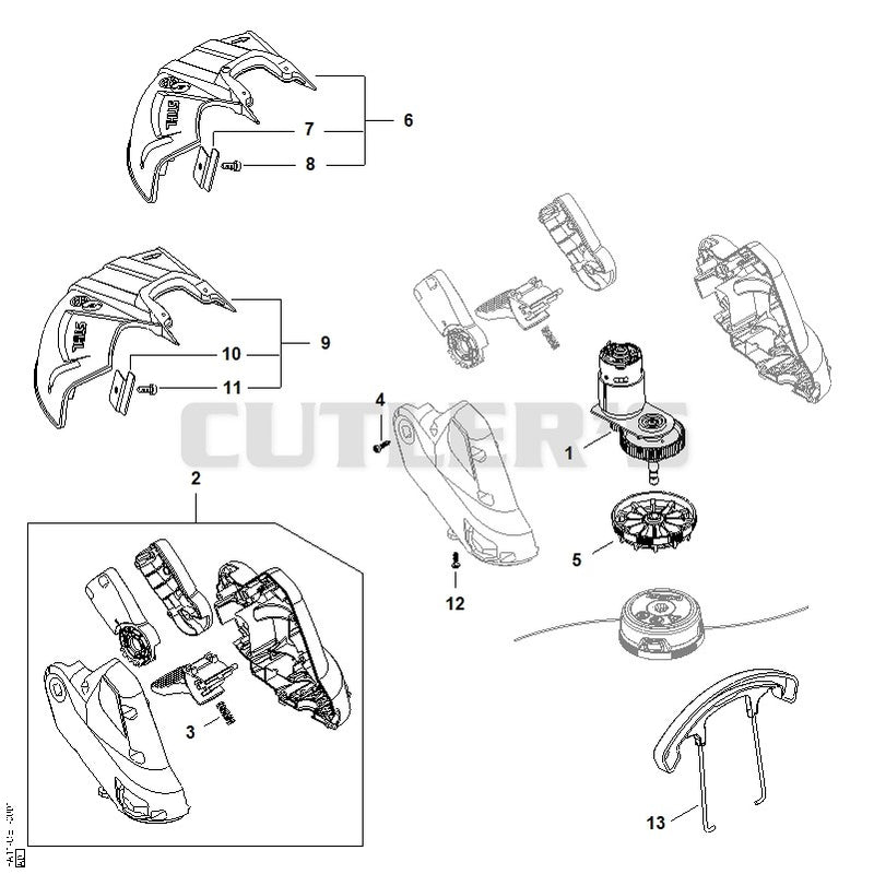 Electric motor, Cutting head