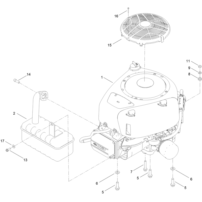 Engine and Muffler Assembly
