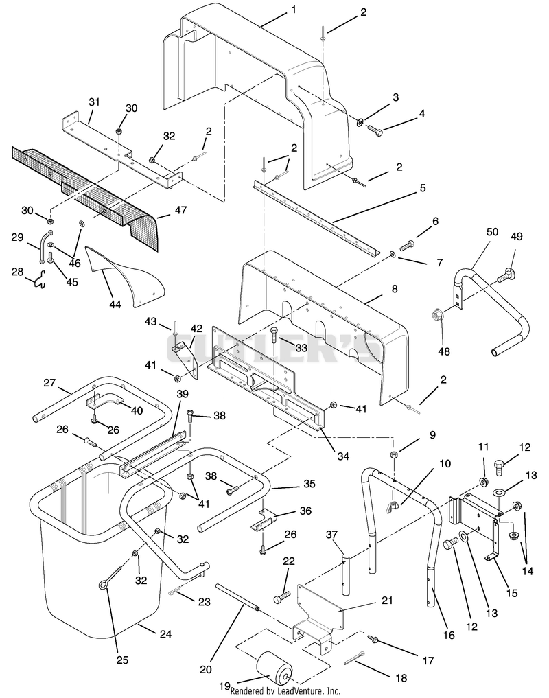Grass Basket, Cover, And Roller Bracket
