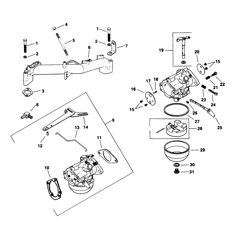 Carburetor Kohler Engine Model No Kt1-7qs Type No 24324