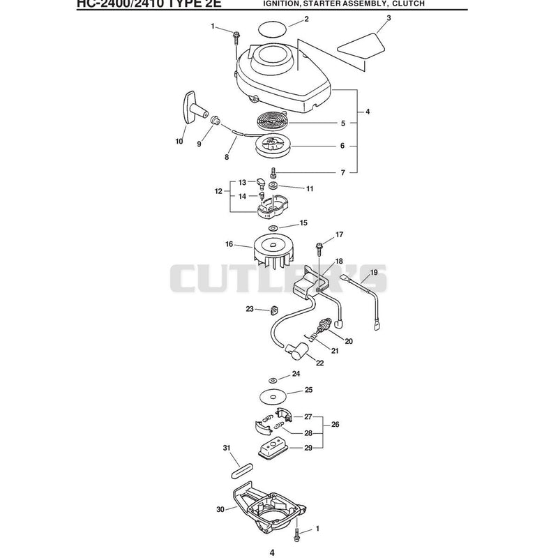 /2410 Type 2E Ignition, Starter Assembly, Clutch