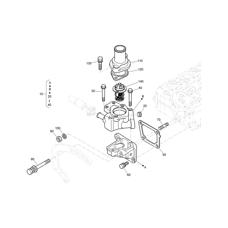 Water Flange and Thermostat Assembly