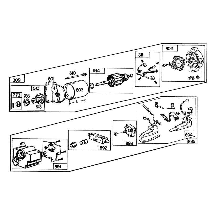 Starter Motor Kit Model No. 37-4630 (8 H.p. & 11 H.p. Snowthrower Model 38150 & 38090)