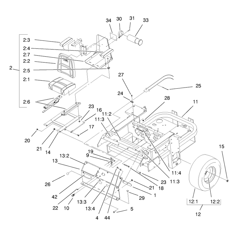 Rear Frame and Wheel Assembly
