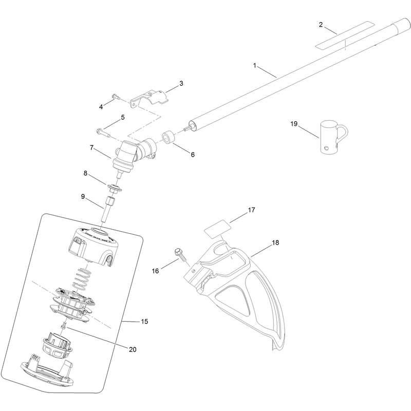 Trimmer Head, Straight Shaft and Guard Assembly