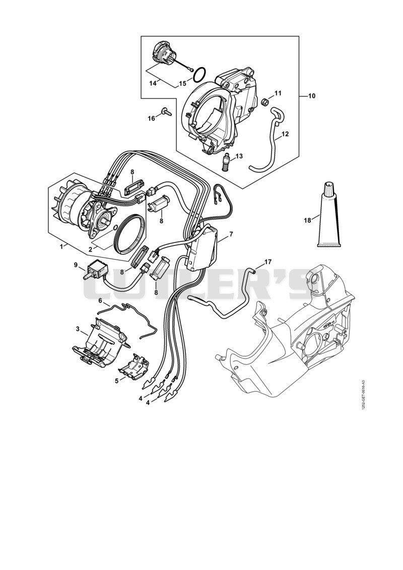 Electric motor, Electronic module, Oil tank