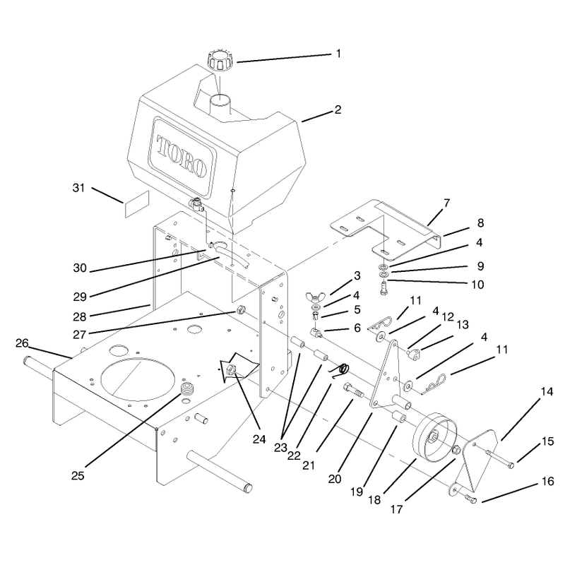 Frame Fuel Tank and Wheel Drive Idler