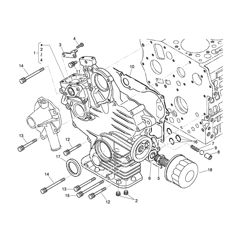 Gear Case and Oil Filter Cartridge Assembly