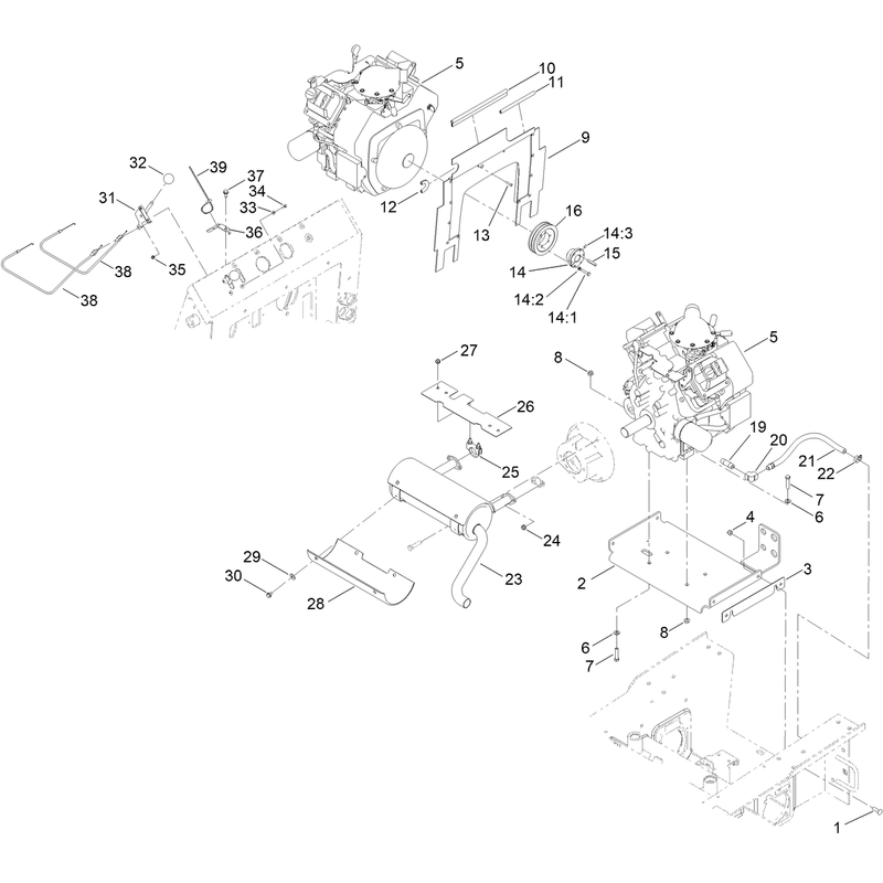 Engine Exhaust and Control Lever Assembly