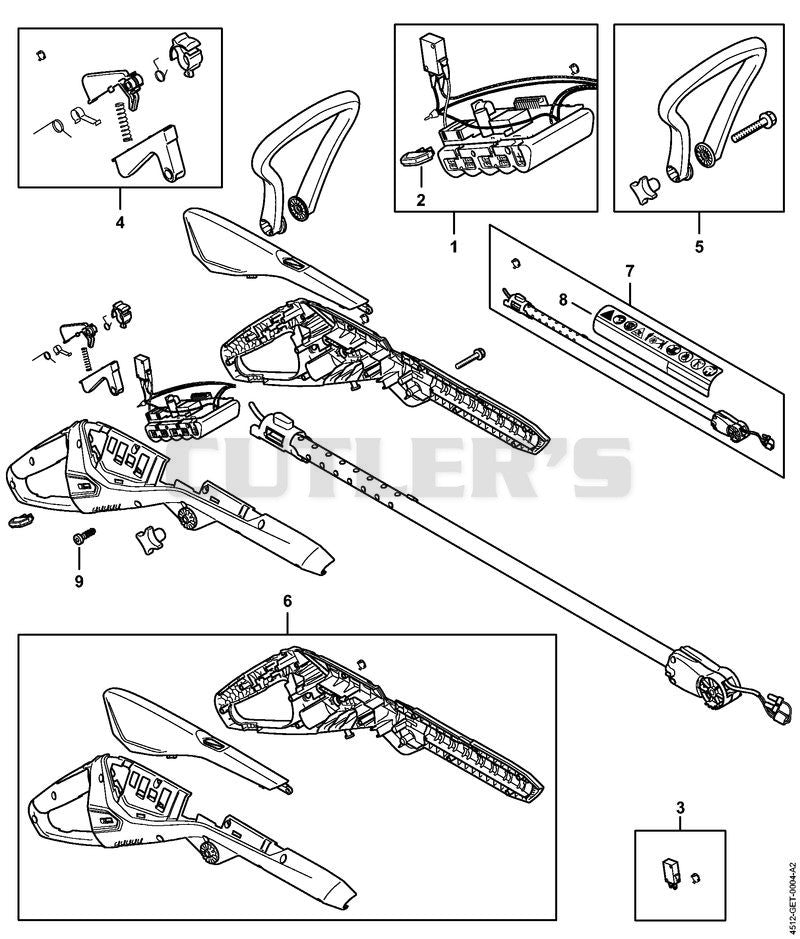 Handle housing, Battery, Drive tube assembly