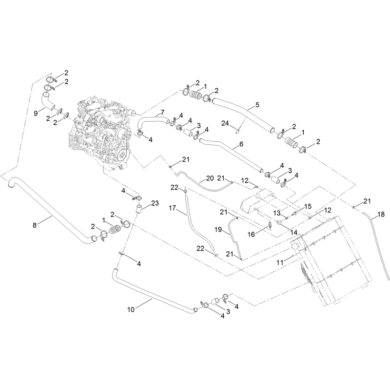 Cooling Package Hose and Clamp Assembly