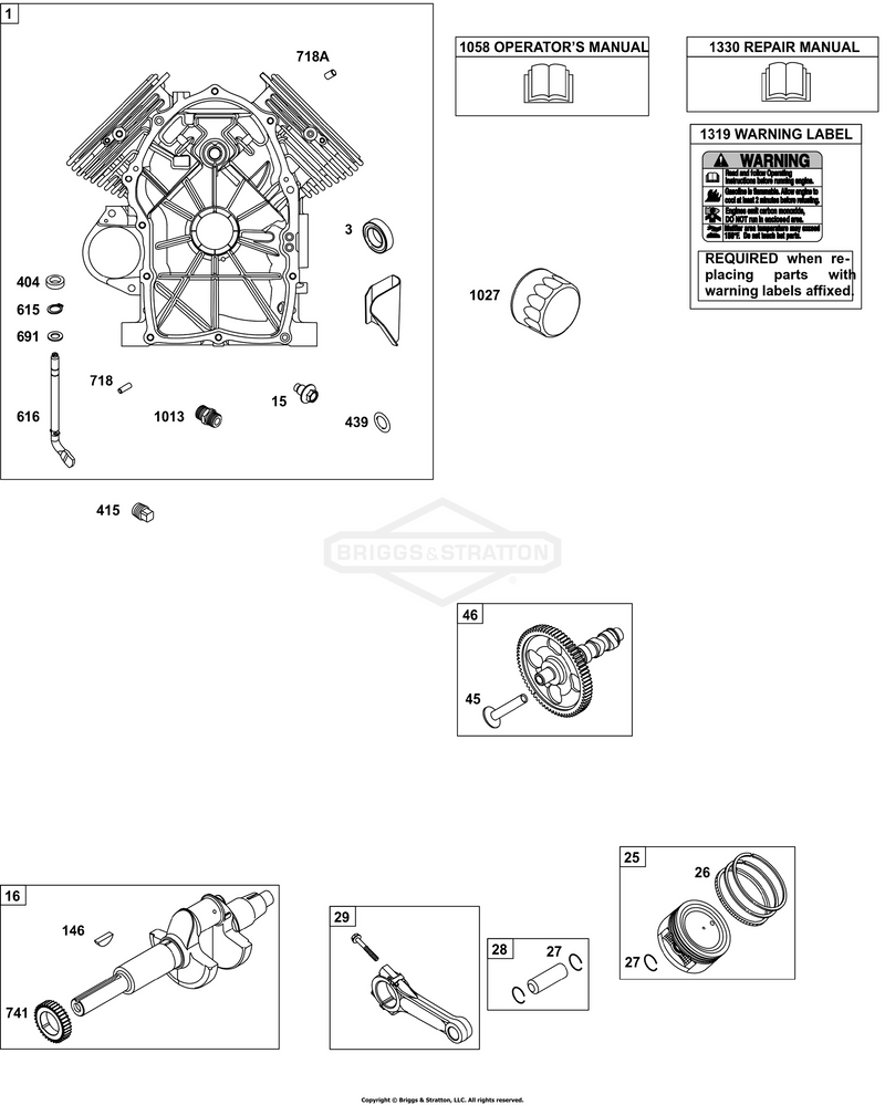 Cylinder, Camshaft, Crankshaft, Pistons/Rings/Connecting Rods