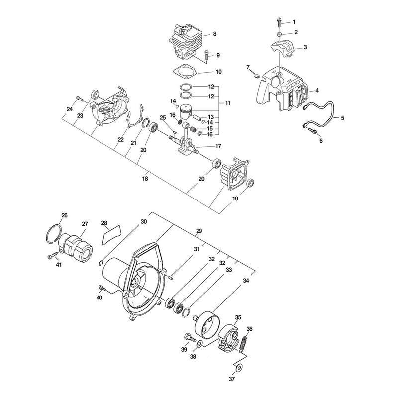 ENGINE, FAN HOUSING, COVER, CLUTCH