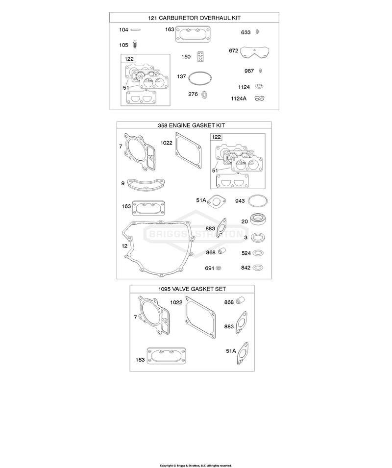 Engine/Valve Gasket Set, Carburetor Overhaul Kit