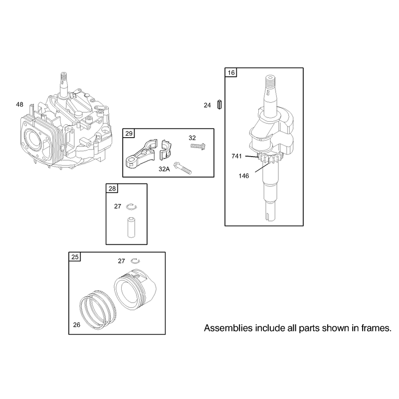 Crankshaft Assembly Briggs and Stratton Model 122602-0120-E1