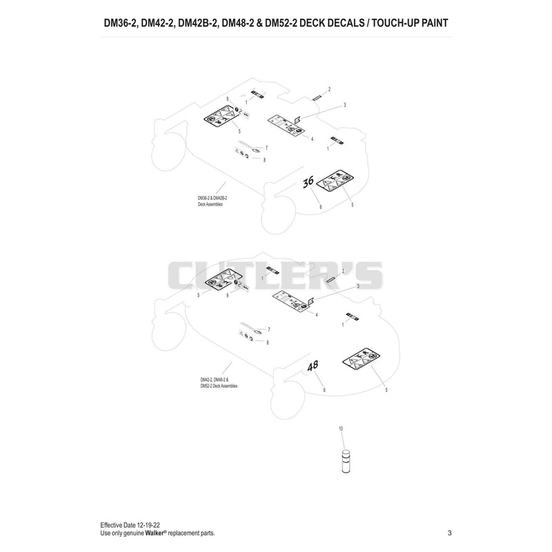 DM36-2, DM42-2, DM42B-2, DM48-2 & DM52-2 Deck Decals / Touch-Up Paint