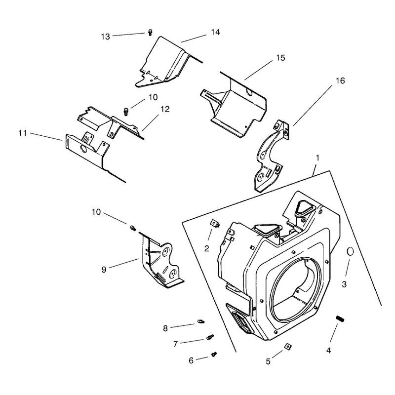 Group 6 Blower Housing and Baffles Model 73471 Only