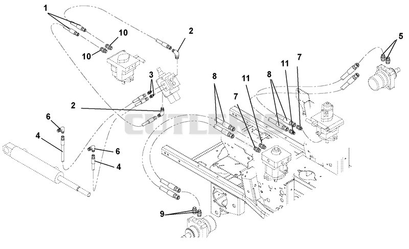 Hose Routing For Pumps, Wheel Motors And Cylinder