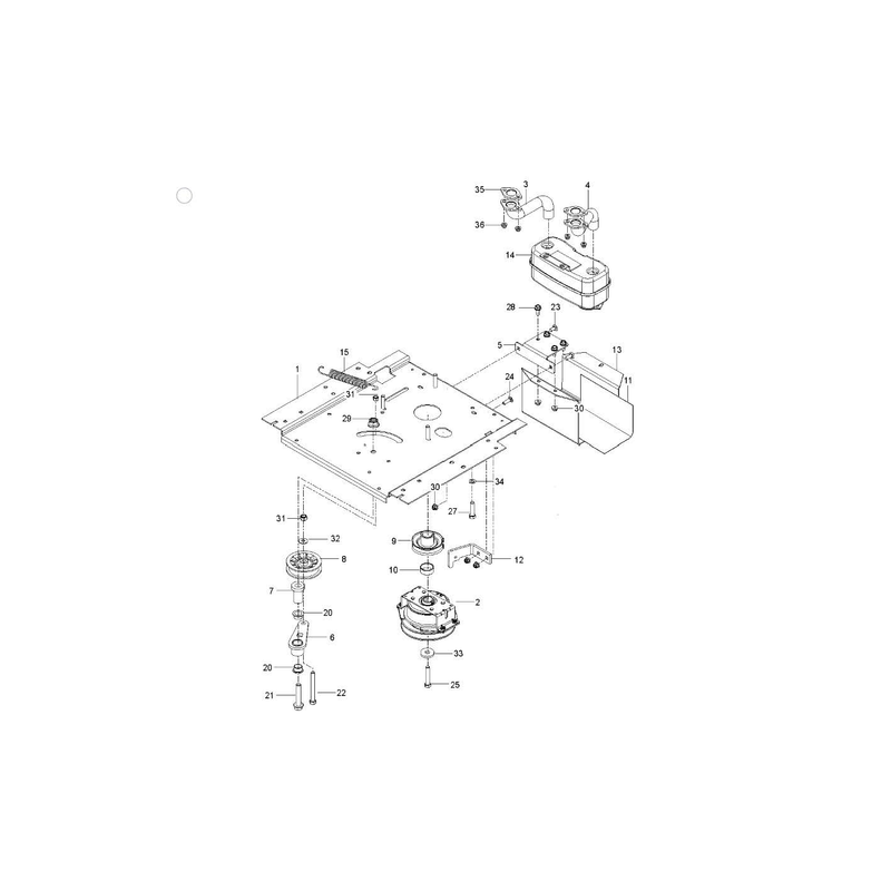 ENGINE MOUNTING, GUARDS AND MUFFLER