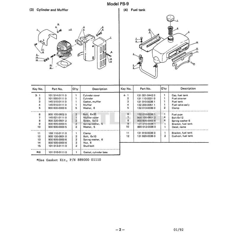 3 Cylinder And Muffler 4 Fuel Tank