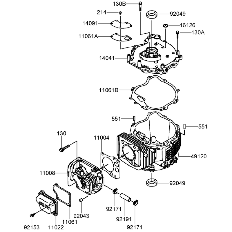 Cylinder and Crankcase Assembly Kawasaki FJ180V-AS64