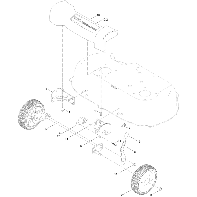 Front Wheel and Height of Cut Assembly