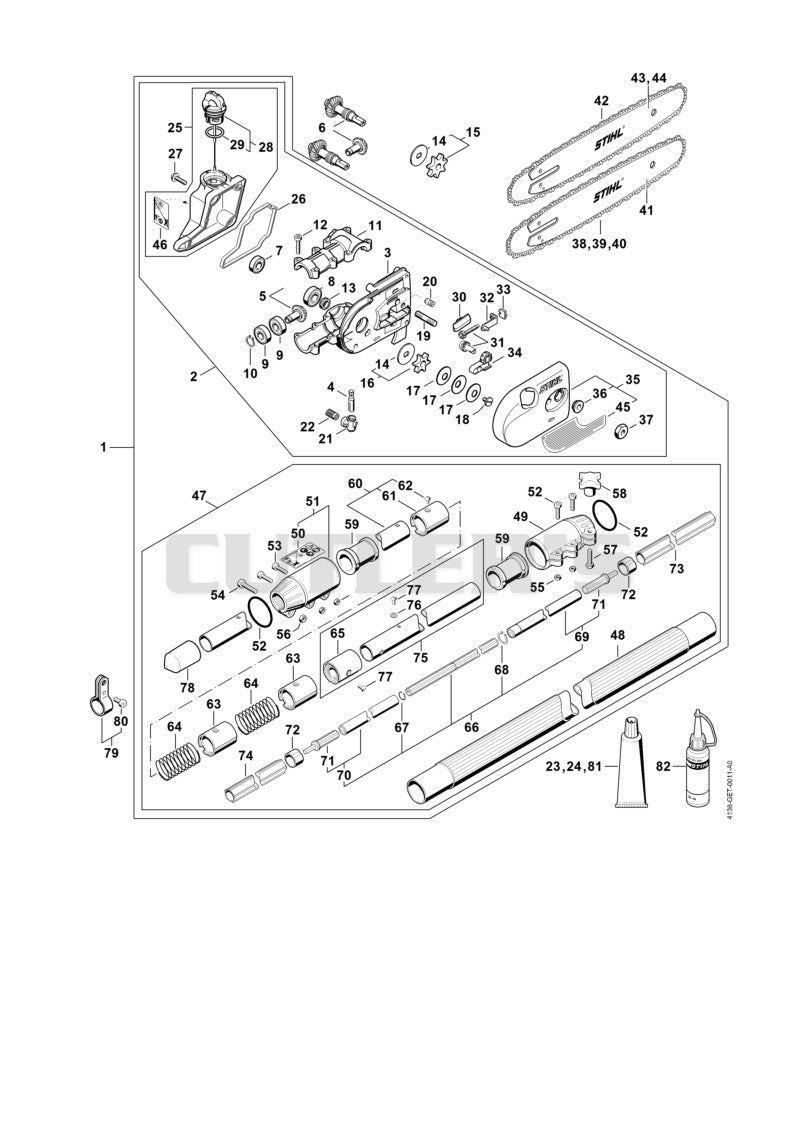 Gear head, Drive tube assembly HT 75