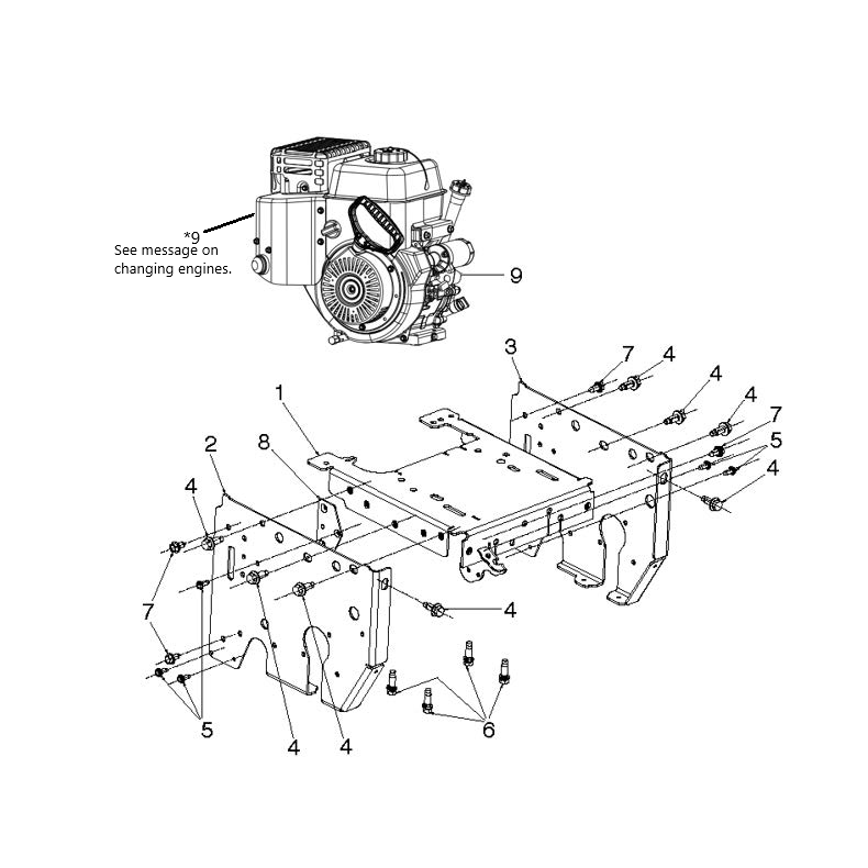 CHASSIS, ENGINE AND PULLEYS