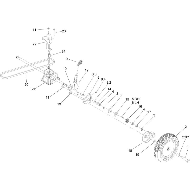Rear Wheel and Gear Case Assembly