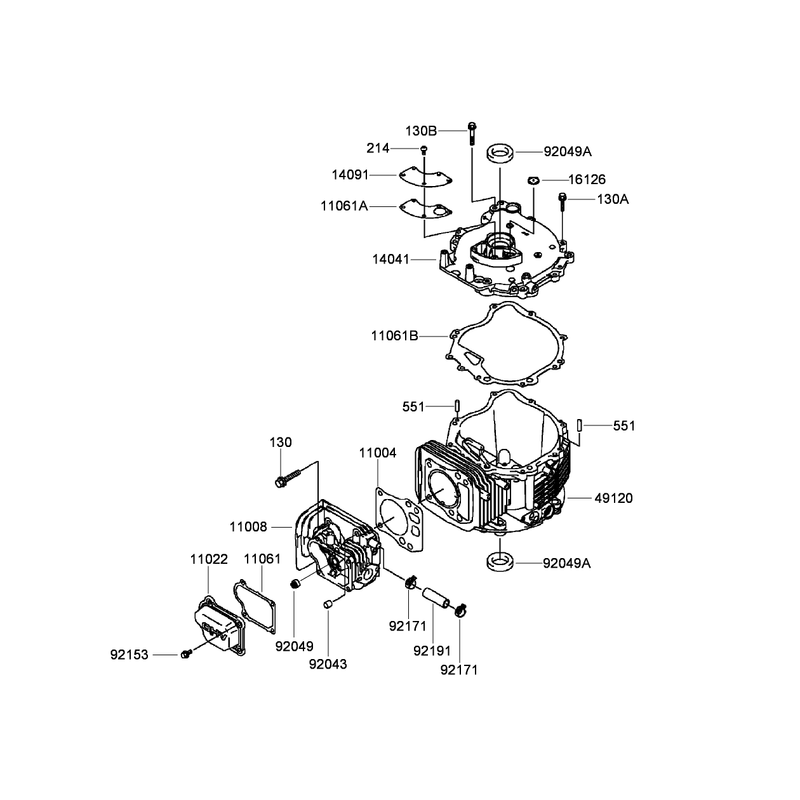Cylinder and Crankcase Assembly Kawasaki FJ180V-AS34