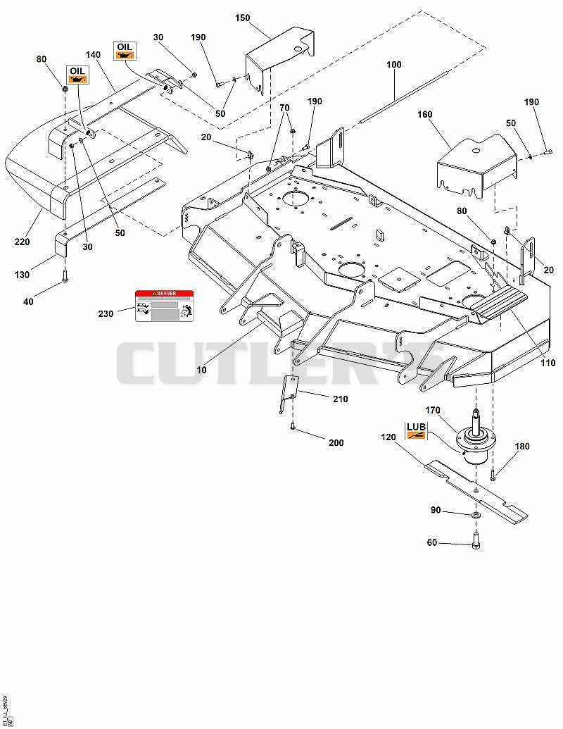 52" Mower Deck - Housing, Covers, Spindles and Blades