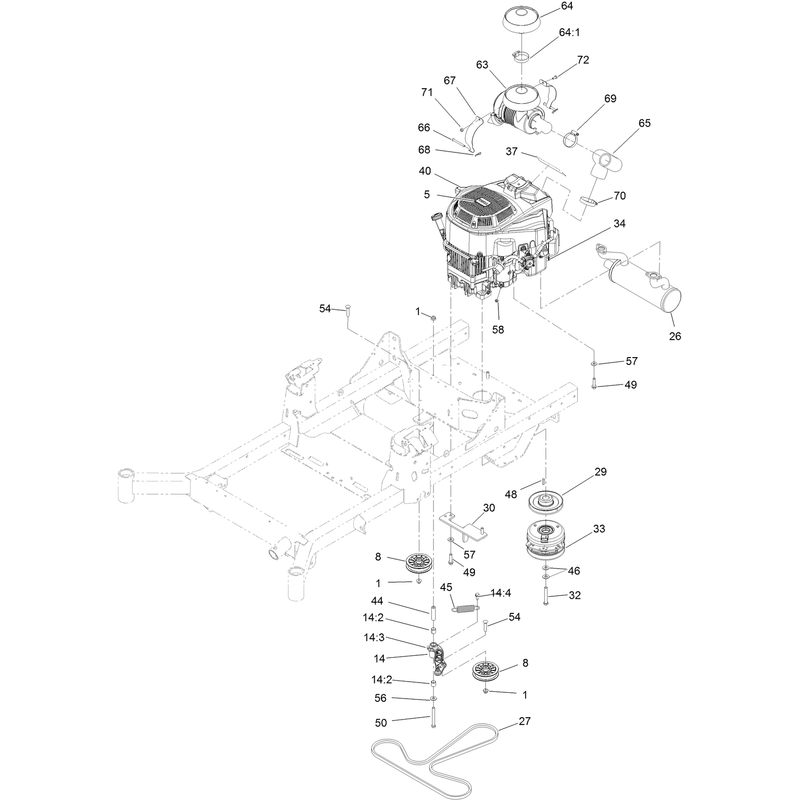 Engine, Clutch and Muffler Assembly