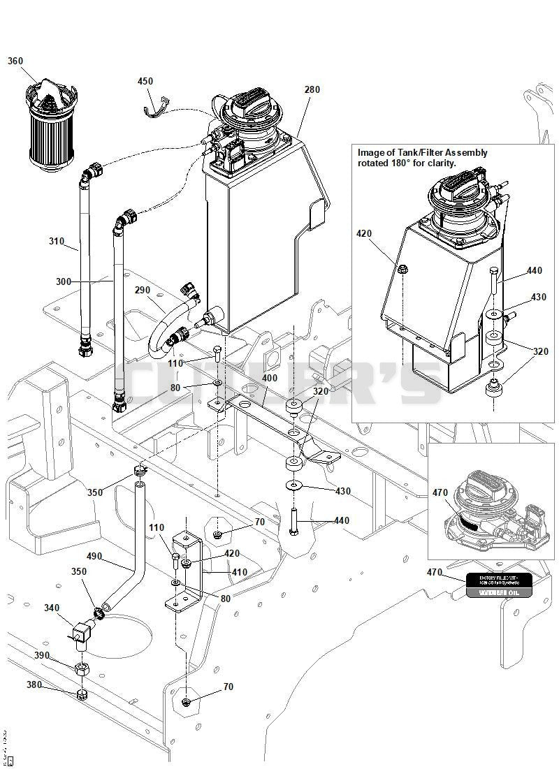 Engine Remote Oil Tank, Hoses and Mount Group