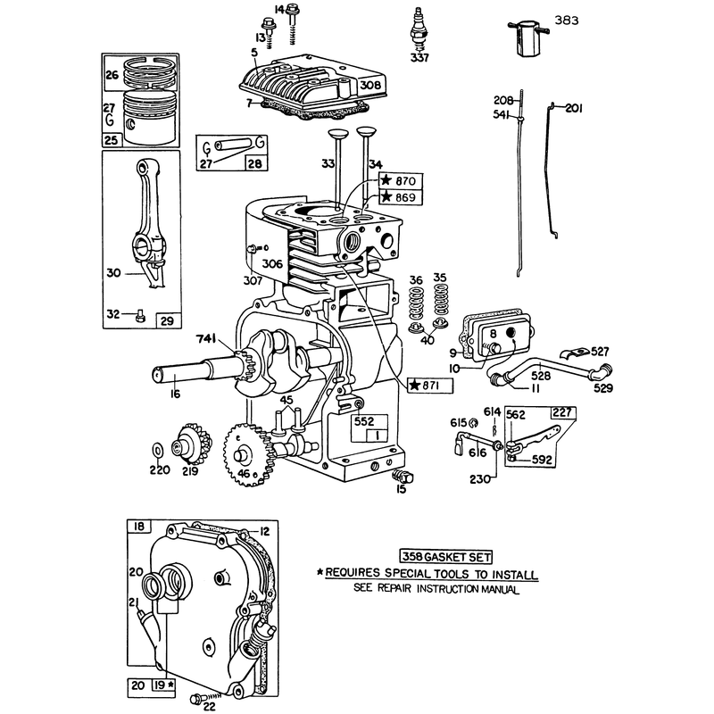 Engine Briggs and Strattonmodel No 130202-1640-01