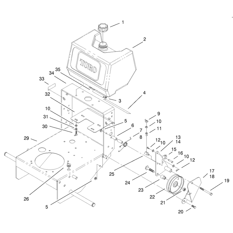 Fuel Tank and Idler Bracket Assembly