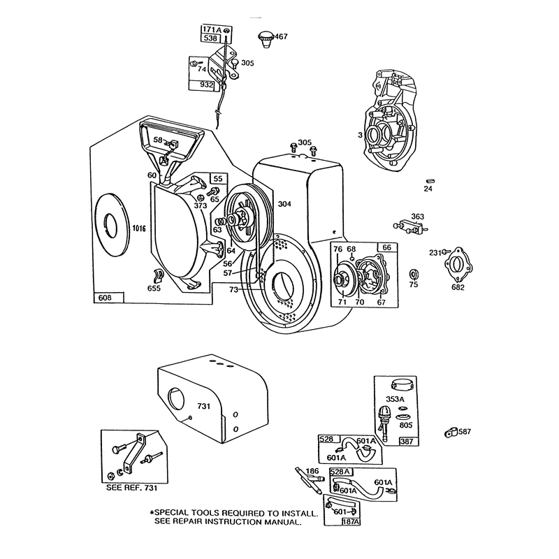 Engine Briggs & Stratton Model 252416 Type 0756-01 & 0757-01 (model No. 38580 & 38566)
