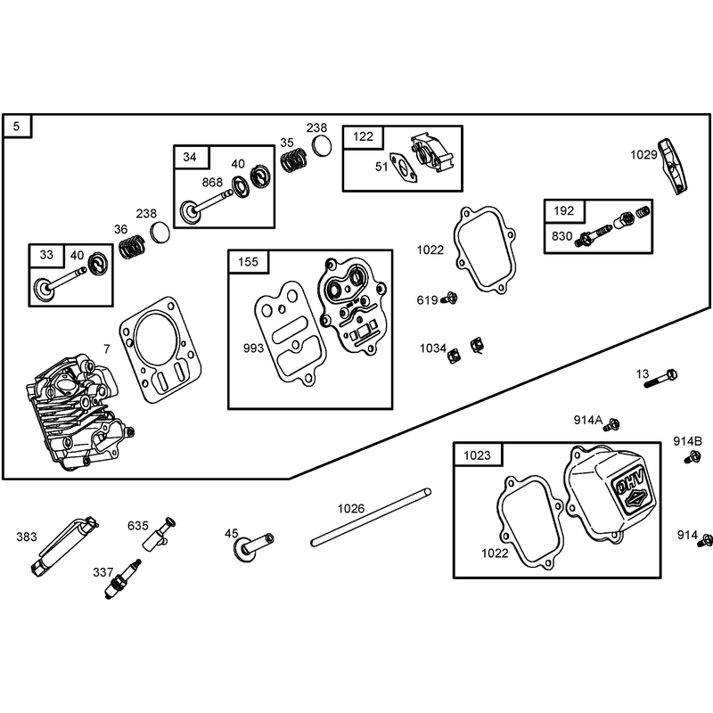 Cylinder Head Assembly Briggs and Stratton 126302-0245-E1