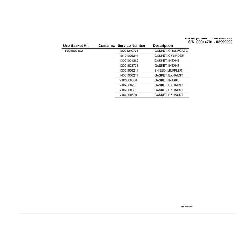 Gasket Kit -- P021009660