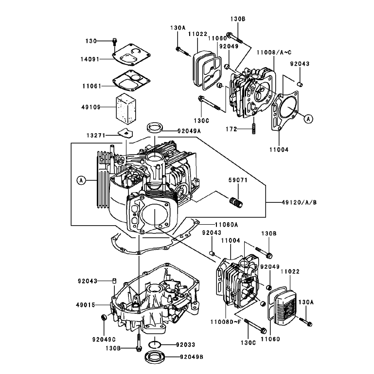CylinderCrankcase Assembly Kawasaki FH451V-BS04
