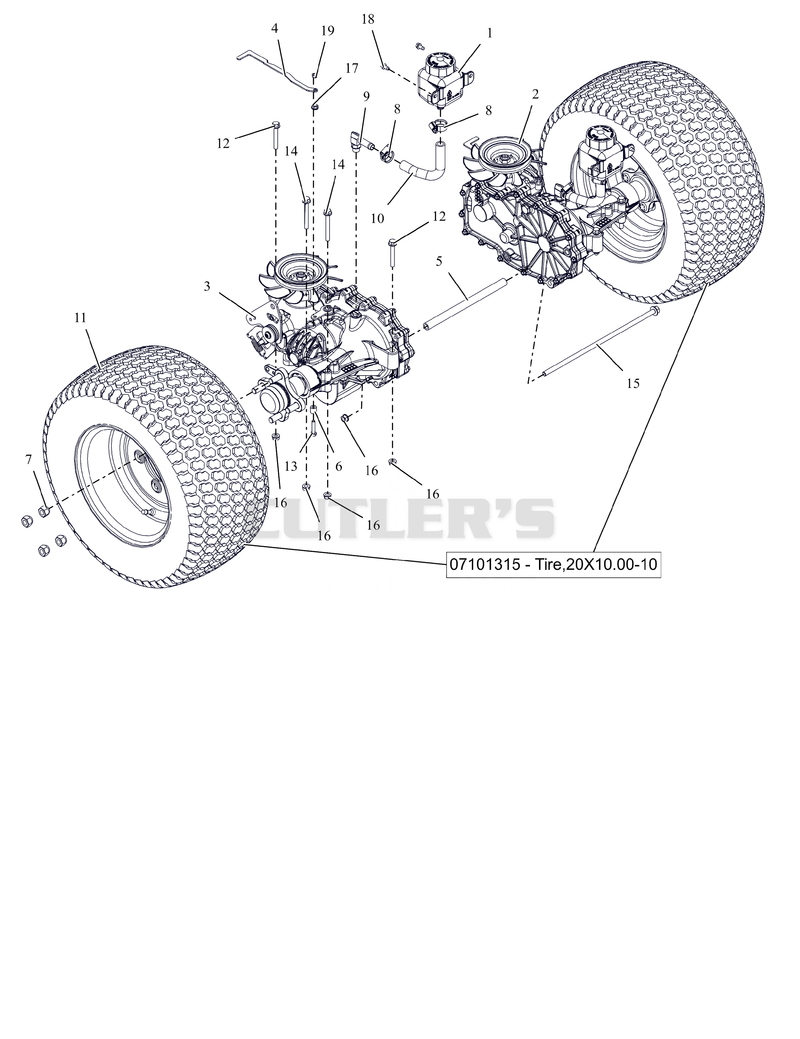 Rear Tires and Transaxles - 48" and 52"