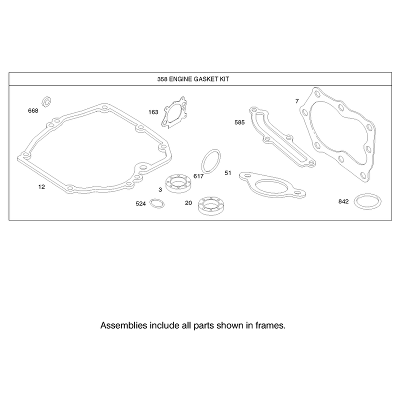 Gasket Assembly Engine Briggs and Stratton Model 124K02-0110-B1