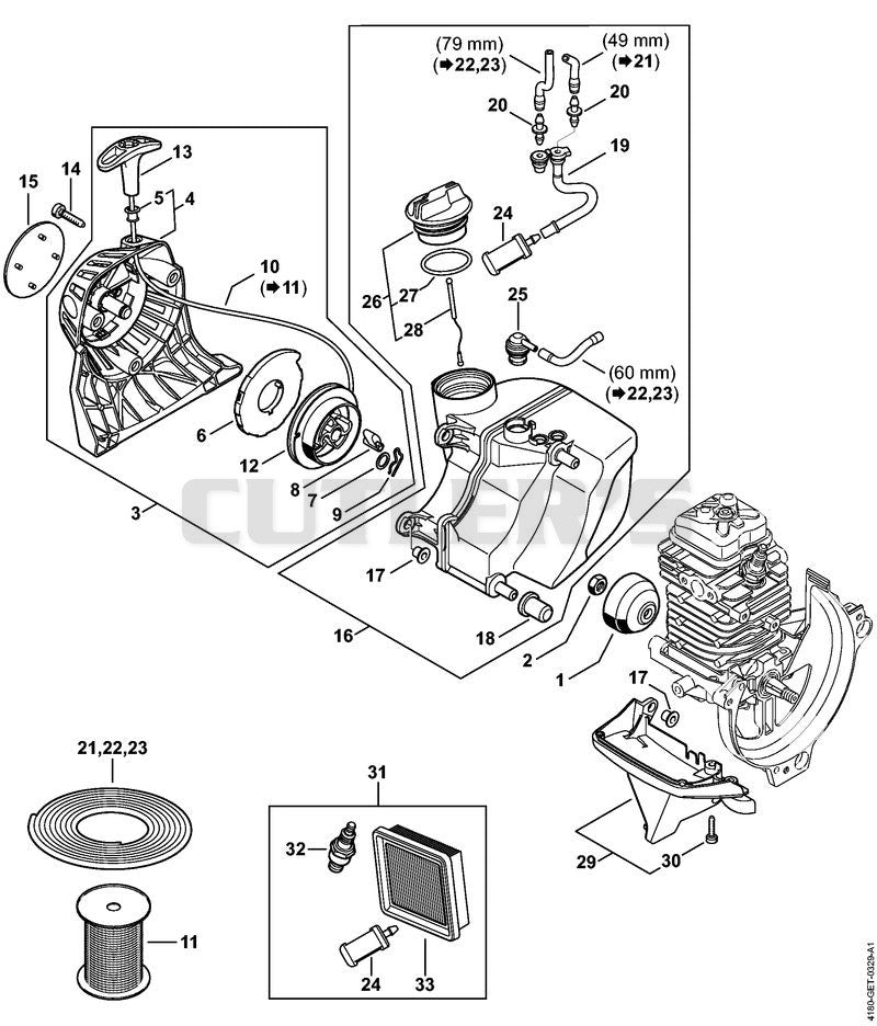 Rewind starter, Fuel tank