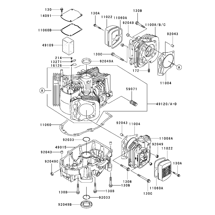 CylinderCrankcase Assembly Kawasaki FH680V-CS10