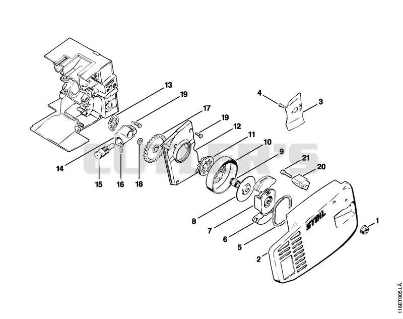 Chain sprocket cover, Chain sprocket, Oil pump