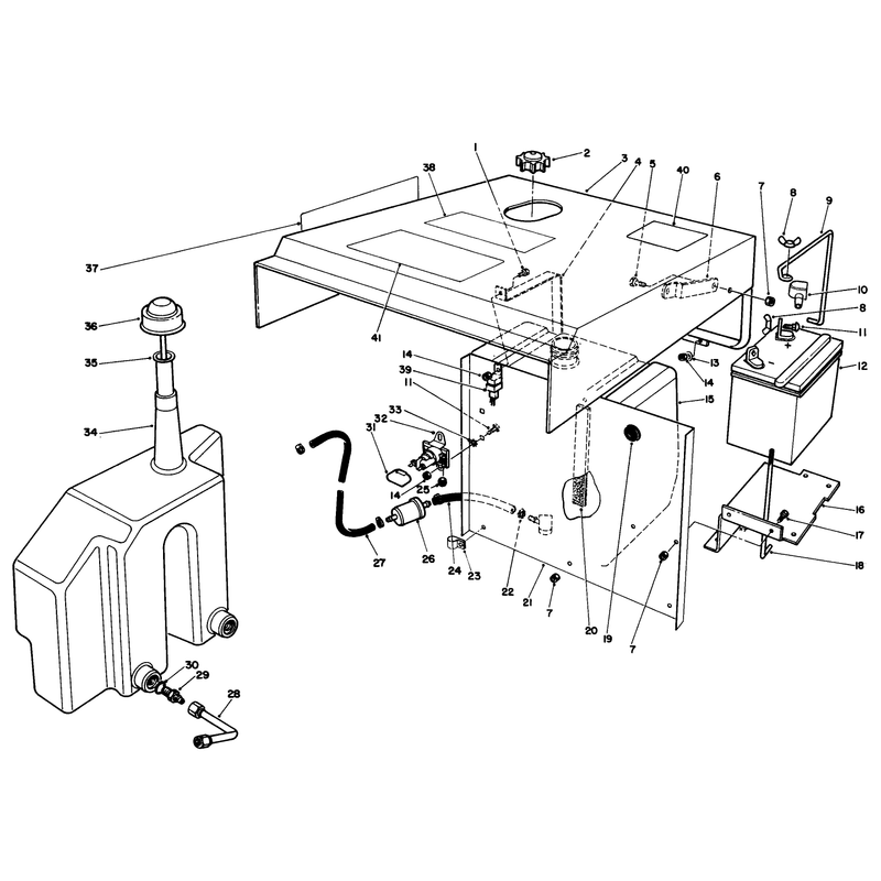 Hood Fuel Tank and Hydraulic Reservoir Assembly